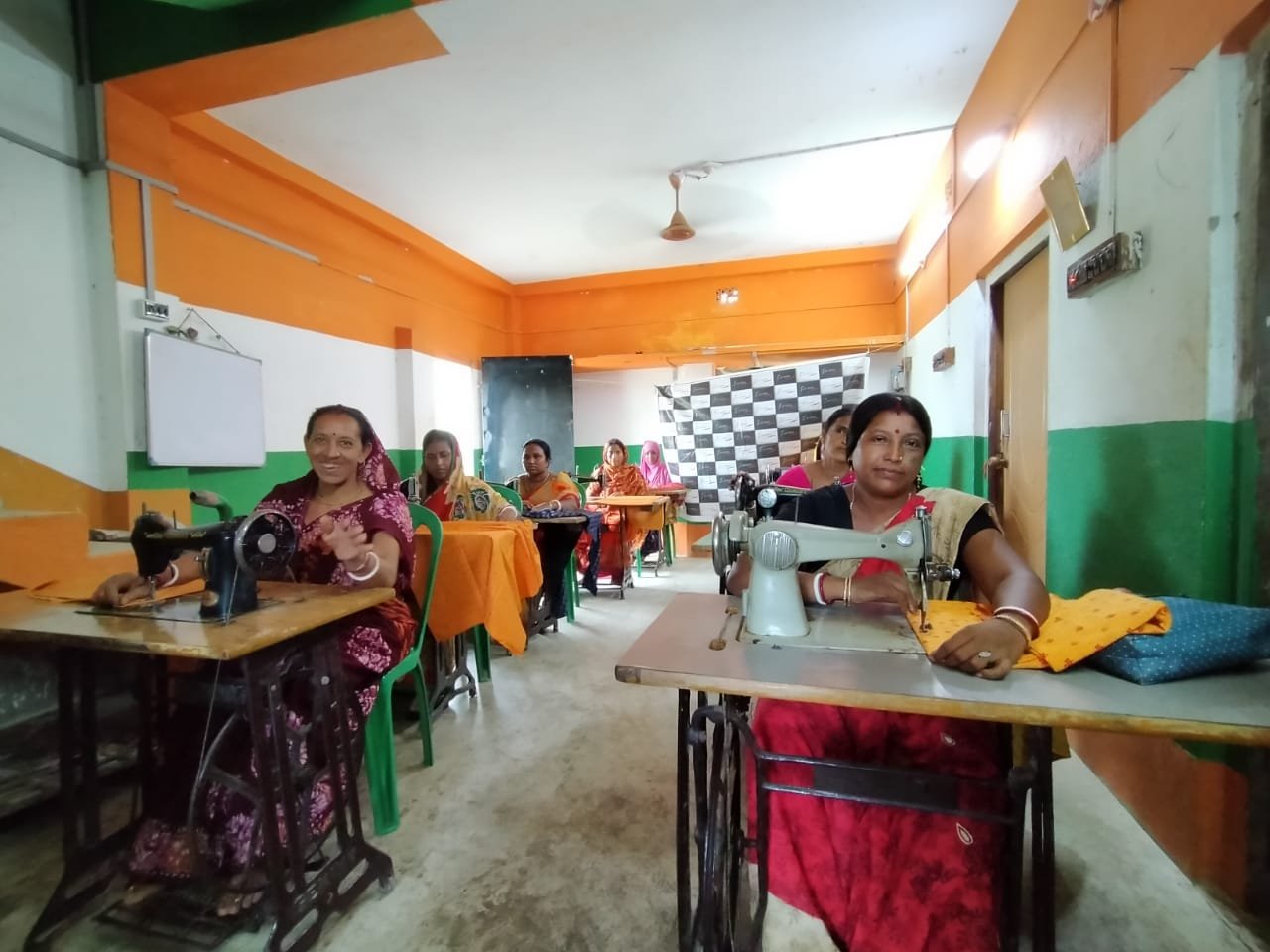 Women taking part in sewing and tailoring training